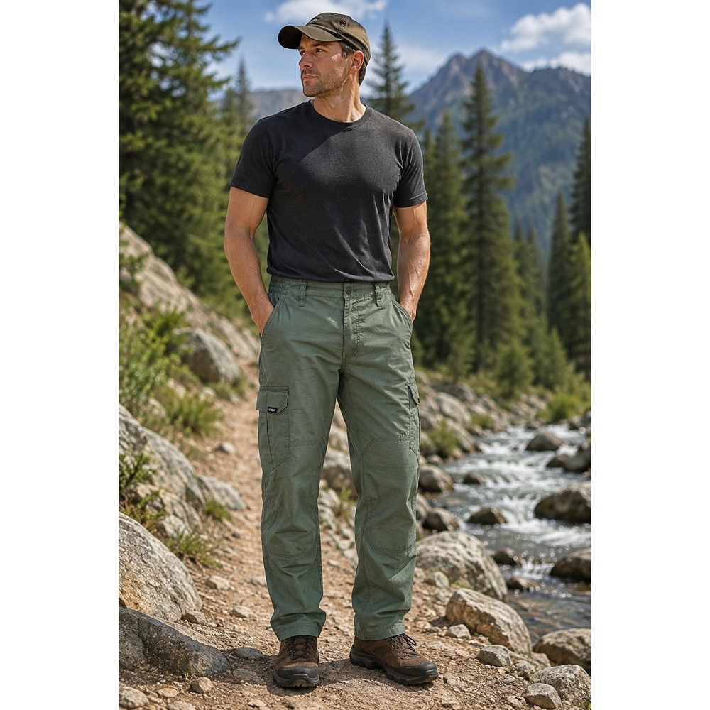 CQR TLP117 Mens Tactical Cargo Pants Green Ripstop Military Hiking Utility -3648